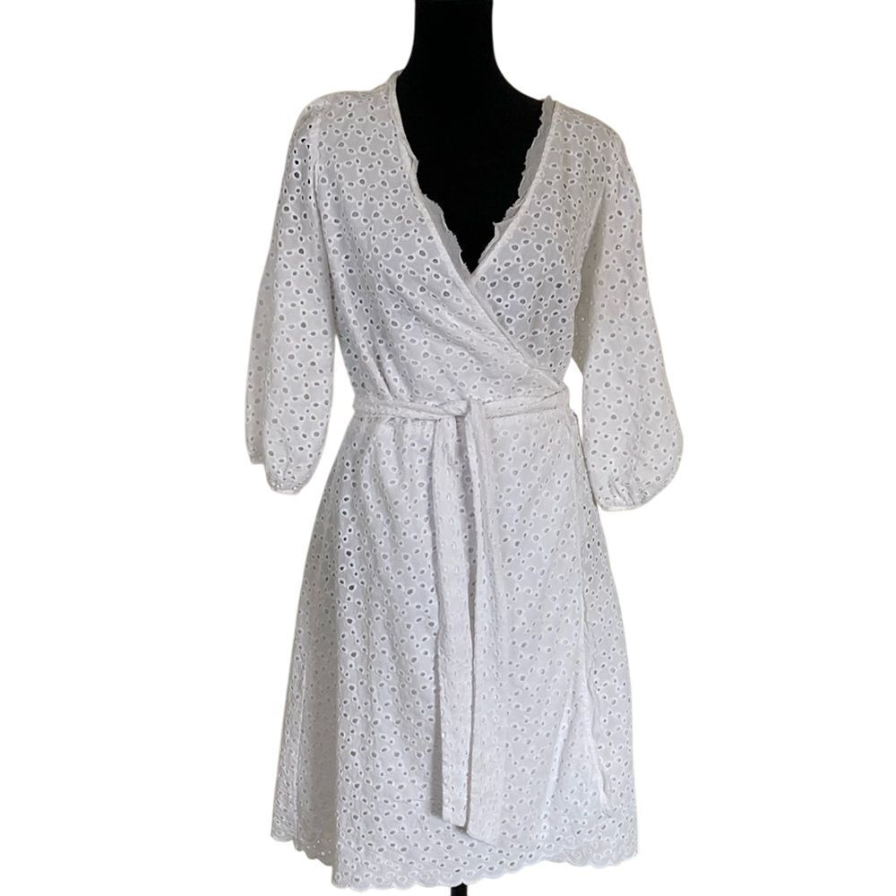Anthropologie x Velvet by Graham & Spencer Merina White Eyelet Wrap Dress Size S